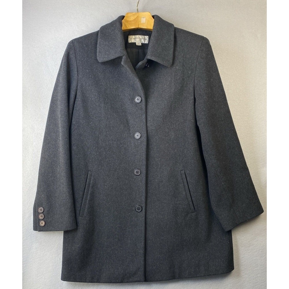 VTG Albert Nipon Wool Cashmere Overcoat Button Front Car Coat Womens Size 12 USA